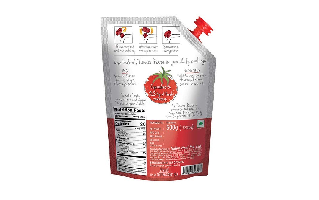 Indira's Tomato Paste    Pack  500 grams